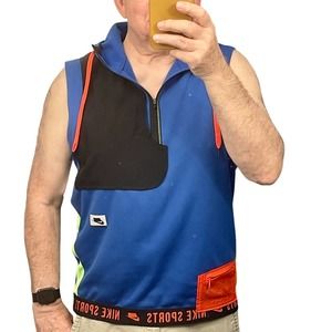 Nike Therma NSP Sleeveless Tank Top Hoodie Mens Large Blue Black 1221:S1400